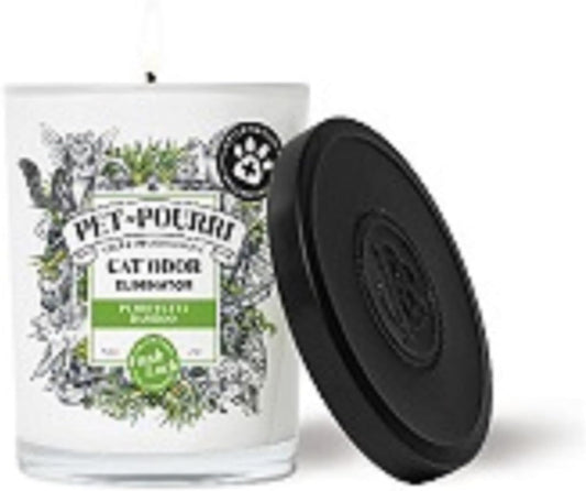 Pet-Pourri Purrfectly Bamboo Cat Deodorizer Candle – Cat Safe Plant Based Ingredients & Wax – Vet Approved – Aromatherapy & Air Freshener for Kitty Odor – Scented with Bamboo, Jasmine & Pear