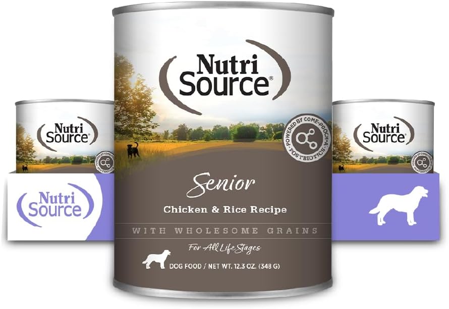 NutriSource Chicken & Rice Senior Dog Food, Premium Wet Dog Food, 12.3 Ounce (Pack of 12)