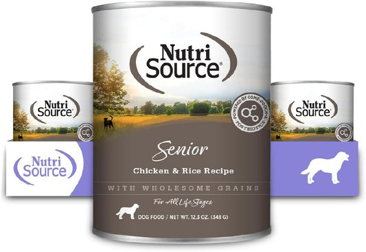 NutriSource Chicken & Rice Senior Dog Food, Premium Wet Dog Food, 12.3 Ounce (Pack of 12)