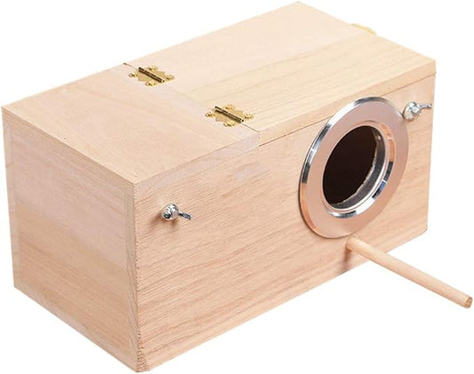 YJJKJ Wood Parakeet Nest Box Pet Bird House Parrot Breeding Mating Box Bird Cage Box for Lovebirds Cockatiel Parrotlets Budgerigar Parakeet (M)