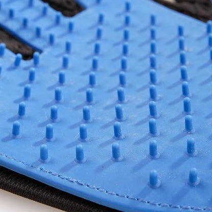 Efficient Pet Grooming Glove - Gentle Shedding Brush for Dogs, Cats, Horses, & more with Long & Short Hair - 1 Pair (Blue)