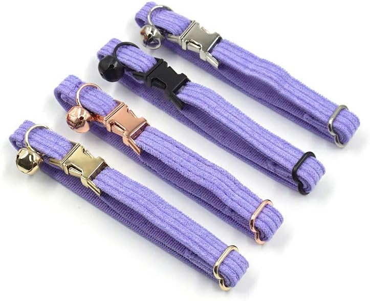 Personalized Cat Collar with Bells,Velvet Customized Small Cat Collar with Name Tag,Pet Collar with Name Phone Number Engraved ID Tags for Boy and Girl Kitten Cats (Taro Purple)