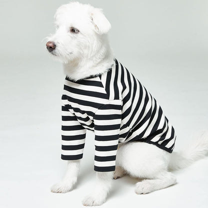 Dog Cotton Shirts for Small and Large Dogs Rugby Striped T-Shirts Soft Breathable Dog Shirt pet Clothes (2X-Large, White/Black)