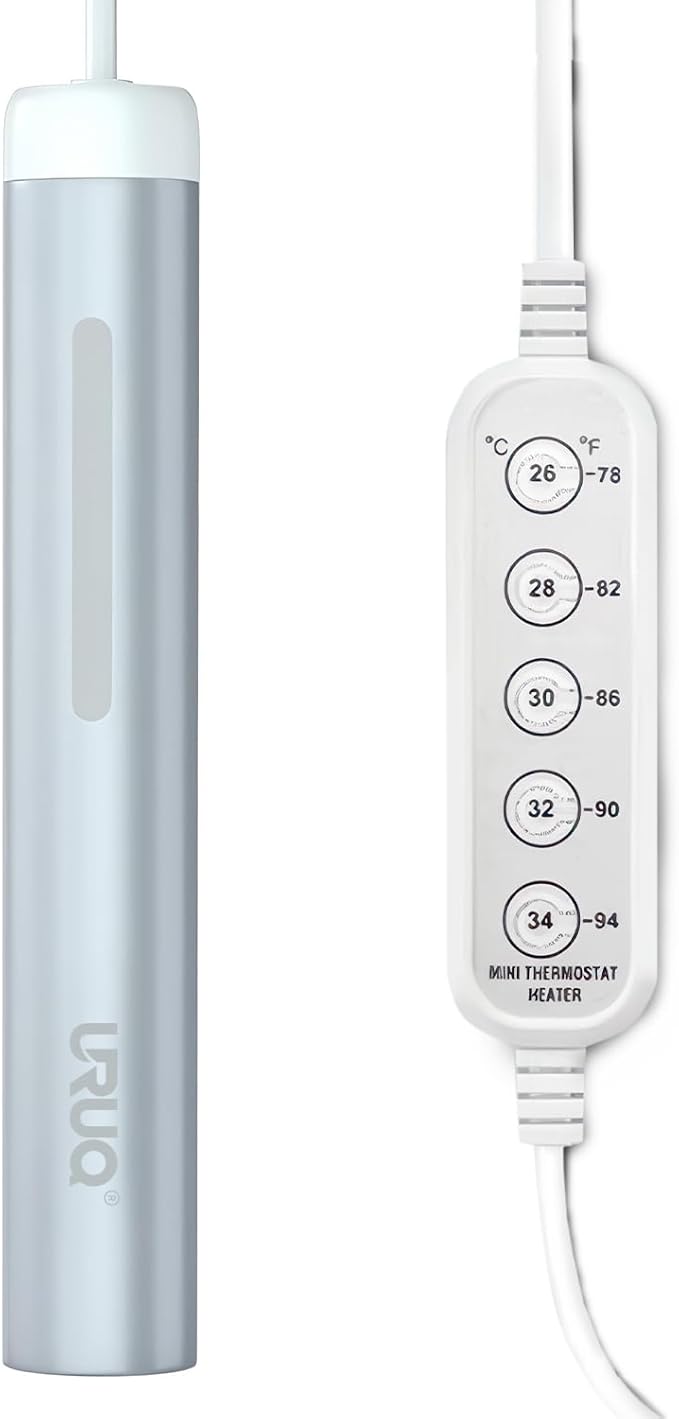 Small Aquarium Fish Tank Heater: URUQ 25W Submersible Aquarium Heater Adjustable Temperature Ultra-Low Water Level for Betta Fish Starter Kit - Under 5 Gallon Mini Aquarium