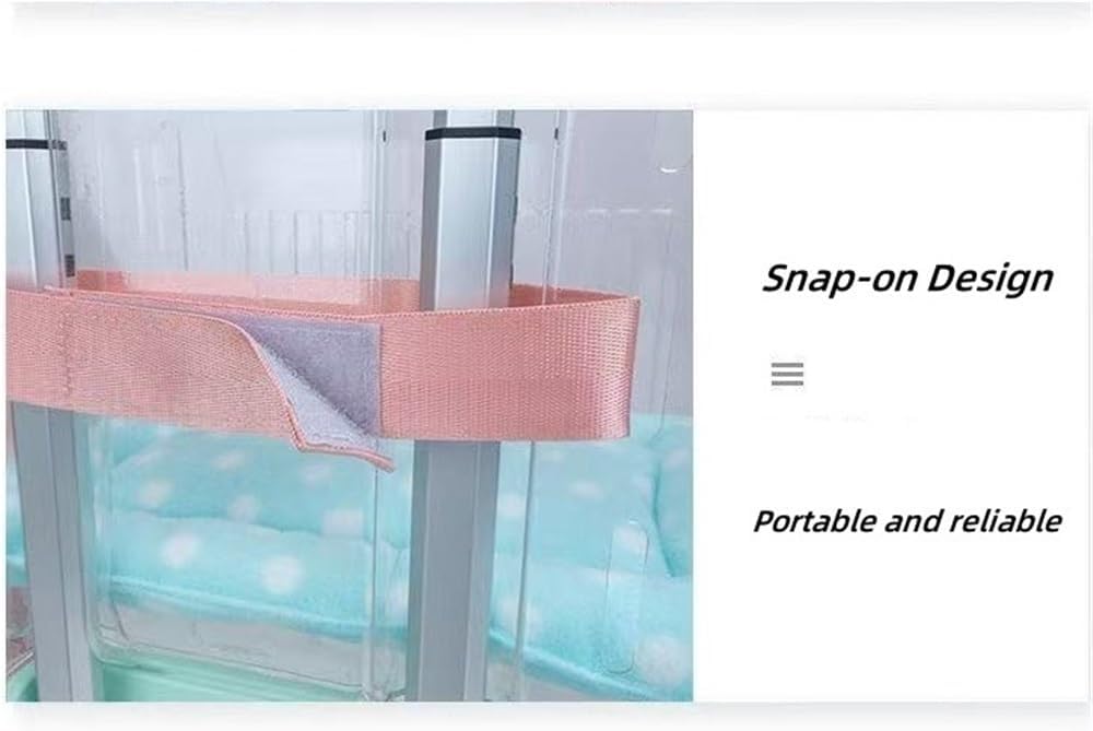 Rolling Pet Trolley Case, Portable Hard Shell Pet Carrier, Clear Plastic Cat Travel Box, Suitable for Cats and Dogs(Pink,9.8 * 11.0 * 15.4in)