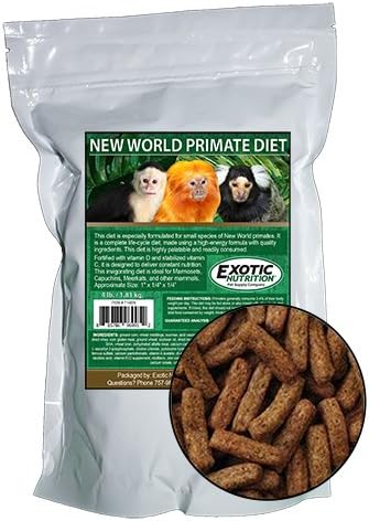 New World Primate Diet (4 lb.) - Highly Nutritional Food Formulated for New World Primates - Marmosets, Tamarins, Capuchins, & Other Monkeys