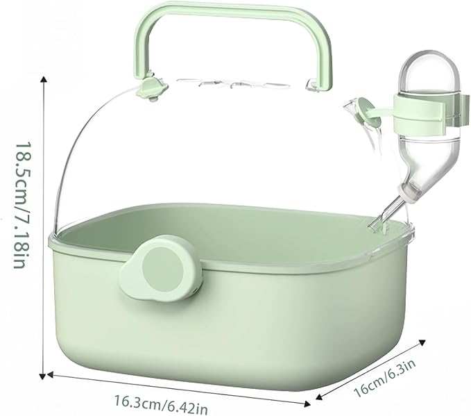 Portable Hamster Carrier for Travel - Acrylic Small Animal Cage with Ventilation Holes,Escape-Proof Hamster Travel Cage for Outdoor Picnics, Vet Visits (Mint Green)