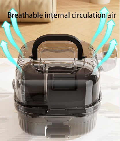 KAMEIOU Travel Small Animals Guinea Pig Suitcase Carrier for Hamster Hedgehog Ferret Guinea Pig Portable Cage Carrier with Running Wheel Water Bottle Breathable Large Space Two-Storey Animal Carriers