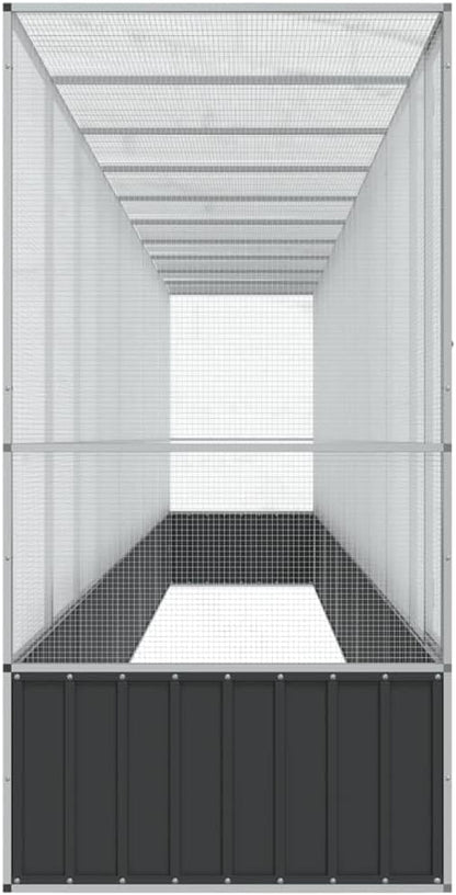 Galvanized Steel Large Flight King Bird Cage with Extension, Steel Outdoor Aviary, Outdoor Indoor Large Bird Cage Aviary Pet House for Cockatiels African Parakeets, 410.4"x42.1"x83.5",-308