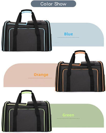 Expandable Travel Small Dog Cat Carrier(Large),Airline Approved Soft-Sided Pet Carrier with Removable Fleece Pad and Pockets for Cats/Puppy and Small Animals