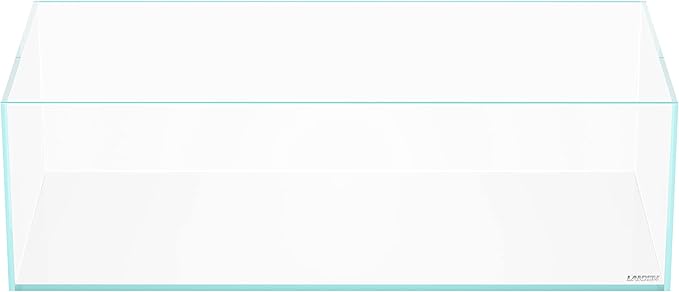 LANEDN 60S 7.9 Gal Shallow Aquarium Tank, Shallow Fish Tank, Rimless Low Iron Tank W23.6×D11.8×H7.1 in(60x30x18cm); 5mm Thickness Aquascape Fish Tank, Black Leveling Mat Included