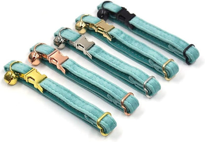 Personalized Cat Collar with Name Tag & Bells,Optional Bow-tie,Colorful Cute Cat Collars for Boys Cats, Soft Durable Custom Kitten Collars for Small Large Cats (Light Green)