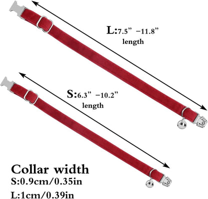 Personalized Cat Collar with Name Plate,Adjustable Tough Nylon Cat ID Collars with Bell,Customize Engraved Pet Name and Phone Number (Velvet Style D)