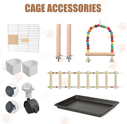 Bird Cage Parakeet Cage Hanging Windows with Sliding Window, Dense Wire Mesh, Removable Tray & Wheels Bird Flight Cage