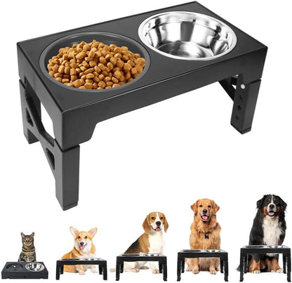 Elevated Dog Bowls 5 Heights Adjustable Raised Dogs Bowl Stand Large/Medium Sized Dog 1L Food Water Bowl Stands 3.1/8.6/9.8/11/12.2in Grey Pet Feeder Dish Station