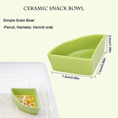 2 Pcs Ceramic Feeding Bowls for Small Pets, Anti-Tip, Anti-Slip and Easy to Clean Hamster Food Bowl,Ideal for Hamster,Gerbil, Sugar Glider, Mice, Chinchilla, Hedgehog(Green+Blue)