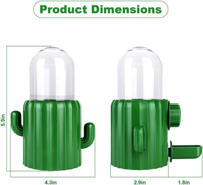 Automatic Bird Cage Water Dispenser - Cactus No-Spill Feeder for Parakeet, Cockatiel, Budgie & Small Birds