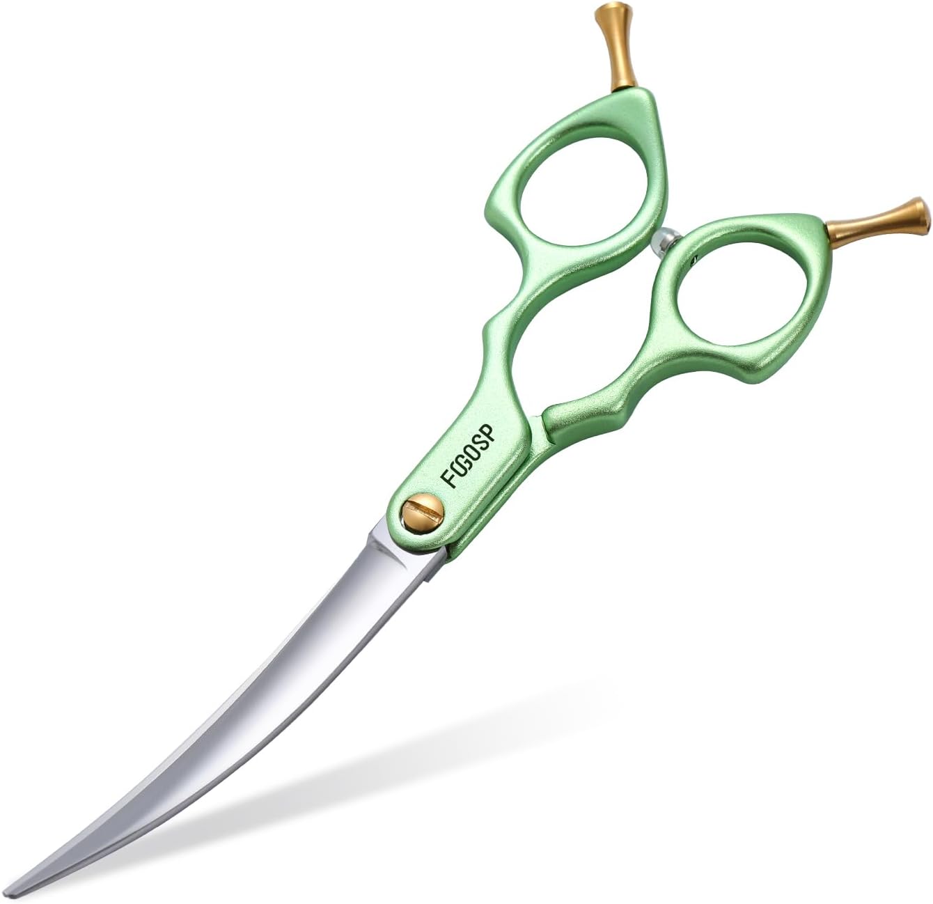 Professional Curved Dog Grooming Scissors with Sharper Self Grinding lightweight and finely trimmed split structure 6.5'' Japan VG10 63HRC for small dogs cat pet(Green)