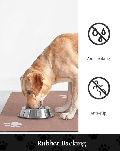 Pet Feeding Mat-Absorbent Dog Mat for Food and Water Bowl-No Stains Quick Dry Water Dispenser Mat-Dog Accessories Pet Supplies-Bowl for Messy Drinkers（Dusty Pink,12"x19"