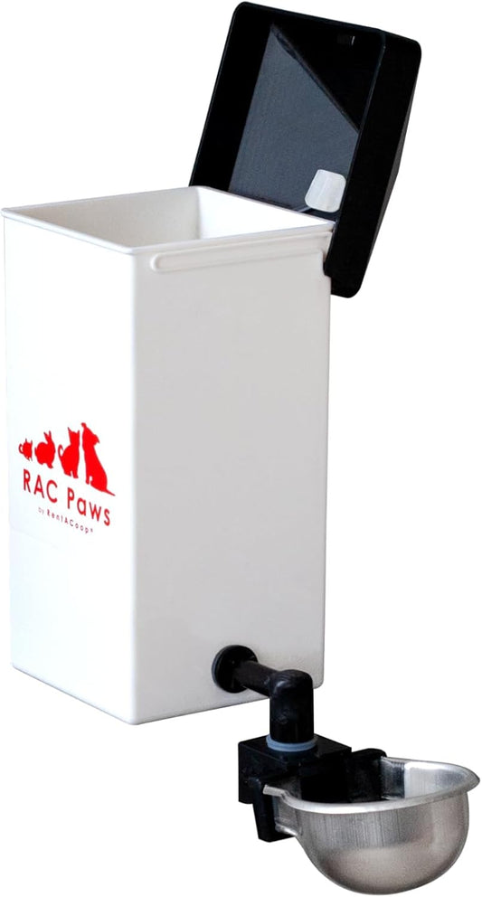 RentACoop No-Drip 32oz Small Animal Drinking Bottle with Auto-Fill Metal Cup for Small Pet/Bunny/Ferret/Hamster/Guinea Pig/Rabbit/Chinchilla/Mouse/Rat. Food Grade Plastic