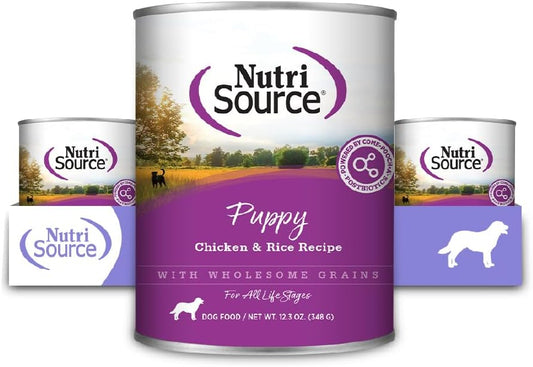 NutriSource Chicken & Rice Puppy Food, Premium Wet Dog Food, 12.3 Ounce (Pack of 12)