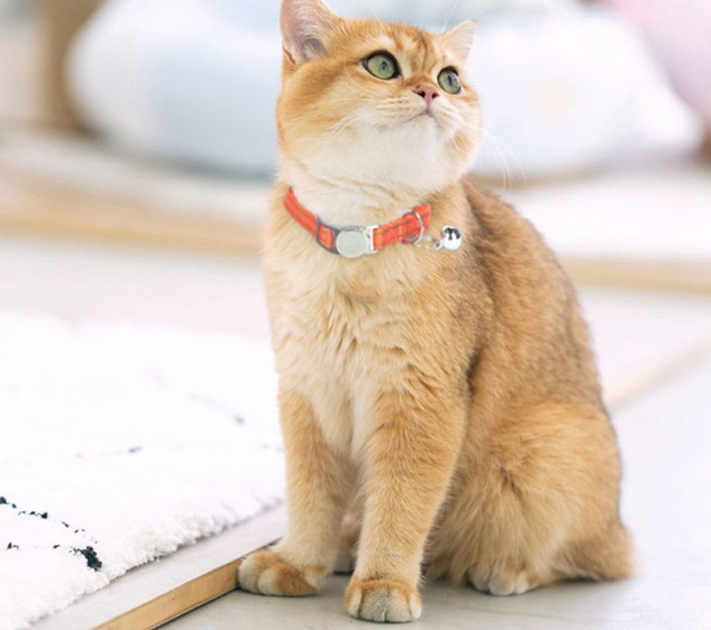 Reflective Cat Collar with Bell, Safety Soft Nylon Breakaway Kitten Collar with Bells, Tiny Puppy Collars for Xs Small Dogs, Neck 7-11 Inch Dark Purple