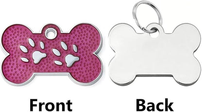 Personalized Dog Cute Paw Pet ID Tag for Pet Collar or Key Chain - Dog Name tag, cat Tags Personalized, cat id tag, Kitten Name tag, Kitten id tag (Bone-Shaped-Small: Rose Red)