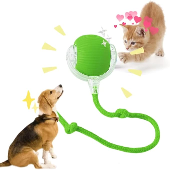 Interactive Cat Toy,Electric Dog BallToy,Cat Toys for Indoor Cats,Chewie Viral Dog Ball,Adjustable Sports Rolling Toy,Electric Rolling Ball Christmas Birthday Gift for Pets.(Green)