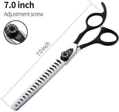 Fenice Peak 8.0'' Dog Chunker Scissors For Grooming 440C Stainless Steel Black Non-Slip Handle Sharp Blades Professional Pet Trimming Scissors for Cats Thinning Rate 75%