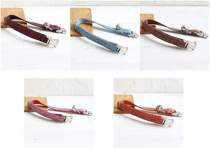 Personalized Cat Collar with Name Plate,Adjustable Tough Nylon Cat ID Collars with Bell,Customize Engraved Pet Name and Phone Number (Suit Style)