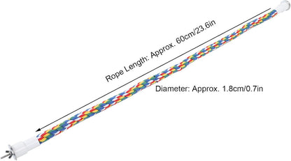 2PCS 60cm/23.6in Bird Rope Perch, 1.8cm Soft Cotton Parakeet Perches, Colorful Bird Cage Accessories with Fixing Screws for Birds to Chew and Stand On