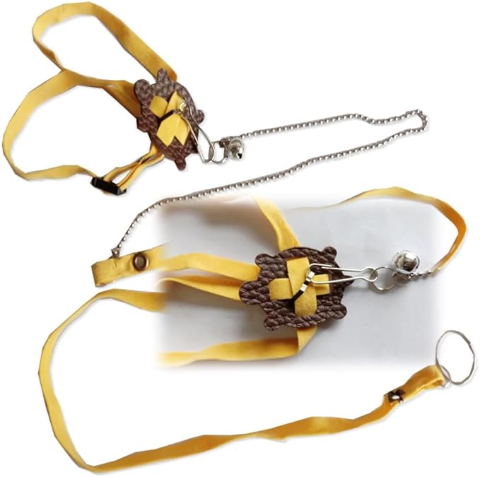 HQSSG Adjustable Tortoise Harness Leash – Soft Suede Strap & Stainless Steel Chain –Pet Turtle Leather Harness and Leash Harness Pet Walking Rope for Small Medium for Shells Up to 7.9"/15.7"