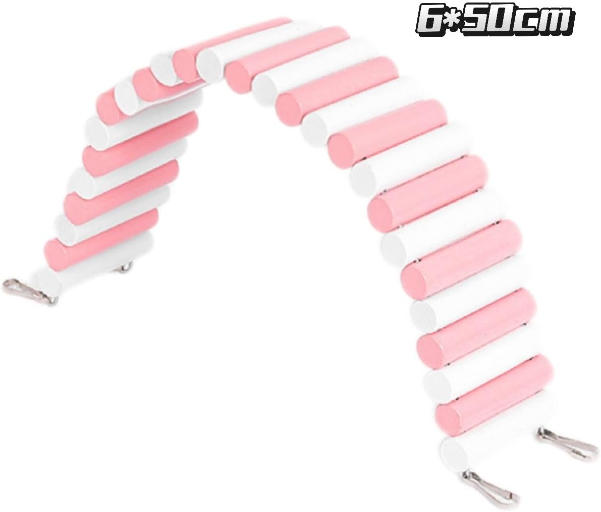 2Pcs Hamster Swing Toy, Soft Climbing Ladder, Wooden Arch Bridge, Hideaway Fence Tunnel, Landscape Supplies Climbing Ladder (Pink White)