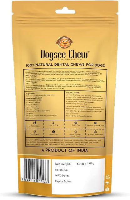 Dogsee Himalayan Yak Cheese Dog Chews with Turmeric/Curcumin (Medium - 2 Chews) | All Natural Long Lasting | Anti-inflammatory | Odorless High Protein Chew | Dog Treats for Active Chewers