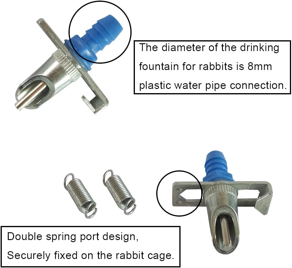 Automatic Rabbit Watering System Kit, Rodent Poultry Watering System Bucket Connector Include 10 Nipple Drinker Feeders,ID 5/16'' Hose,Barb Valve Fitting to G 1/2'' Thread Connector