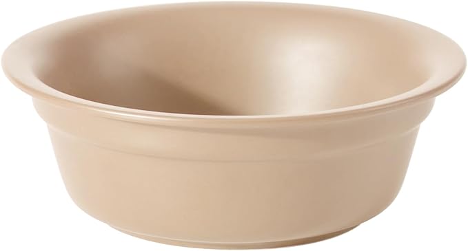 Ceramic 8.7inch Dog Bowl for Large Dogs, Basic Food and Water Bowl for Replacement, Wide Opening Rounded Edge(Single Bowls, Oat Beige)
