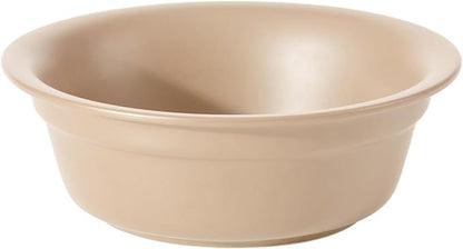 Ceramic 8.7inch Dog Bowl for Large Dogs, Basic Food and Water Bowl for Replacement, Wide Opening Rounded Edge(Single Bowls, Oat Beige)