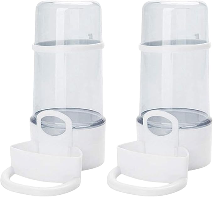 Automatic Bird Feeder and Water Dispenser, 2PCS Cage Accessories for Parrots, Budgie, Lovebirds, Parakeet, Cockatiel - Food Seed and Bottle Drinker (White 415ml)