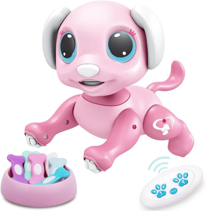 BIRANCO. Remote Control Dog Gesture Sensing - Smart Puppy Pink Toy Robot Pet Walks Barks Interactive with Toddler, STEM Play, Best Christmas Holiday Birthday Gifts for 3 4 5 6 7 8 Years Old Girl
