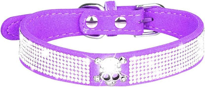 Serijoars Small Dog Collar with Rhinestone Crystal Diamond Colorful Bling Girl Puppy Cat Collars (XS, Purple5)