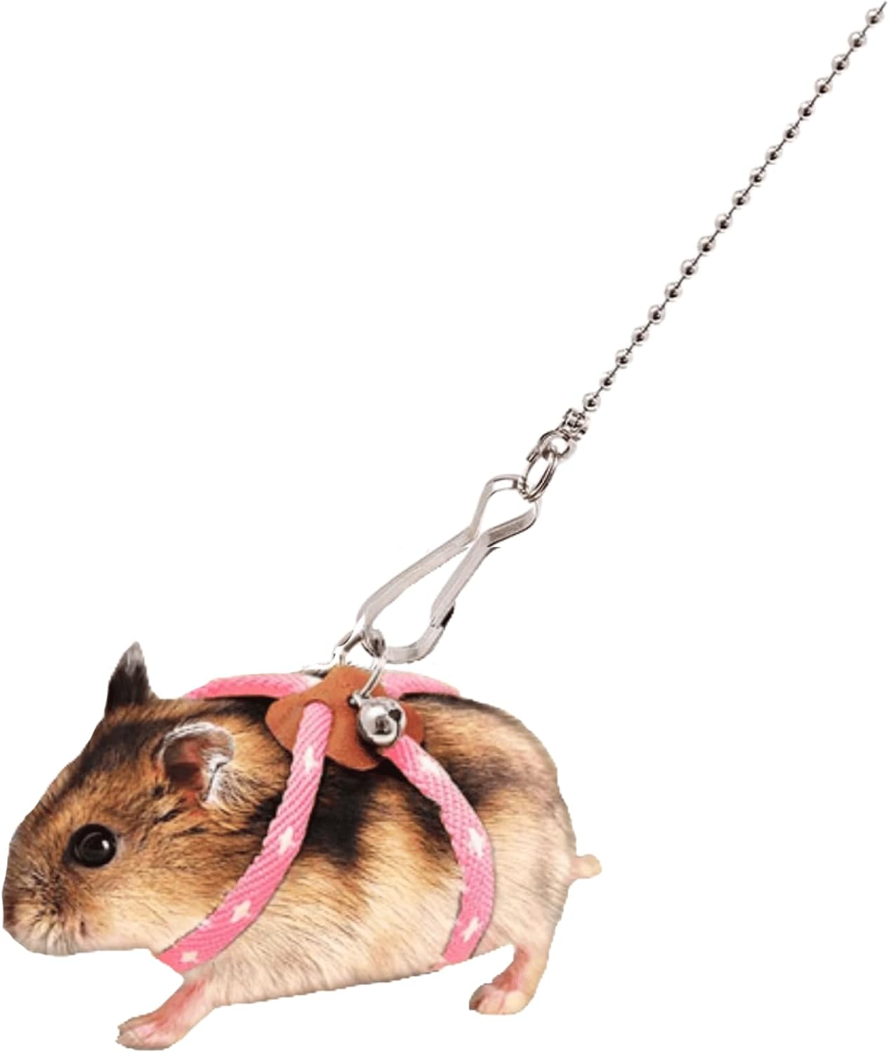 Hamster Harness,Adjustable Harness Vest Leash Hamster Chest Straps with a Small Bell Rat Mouse Squirrel Sugar Glider Small Animal (Pink)