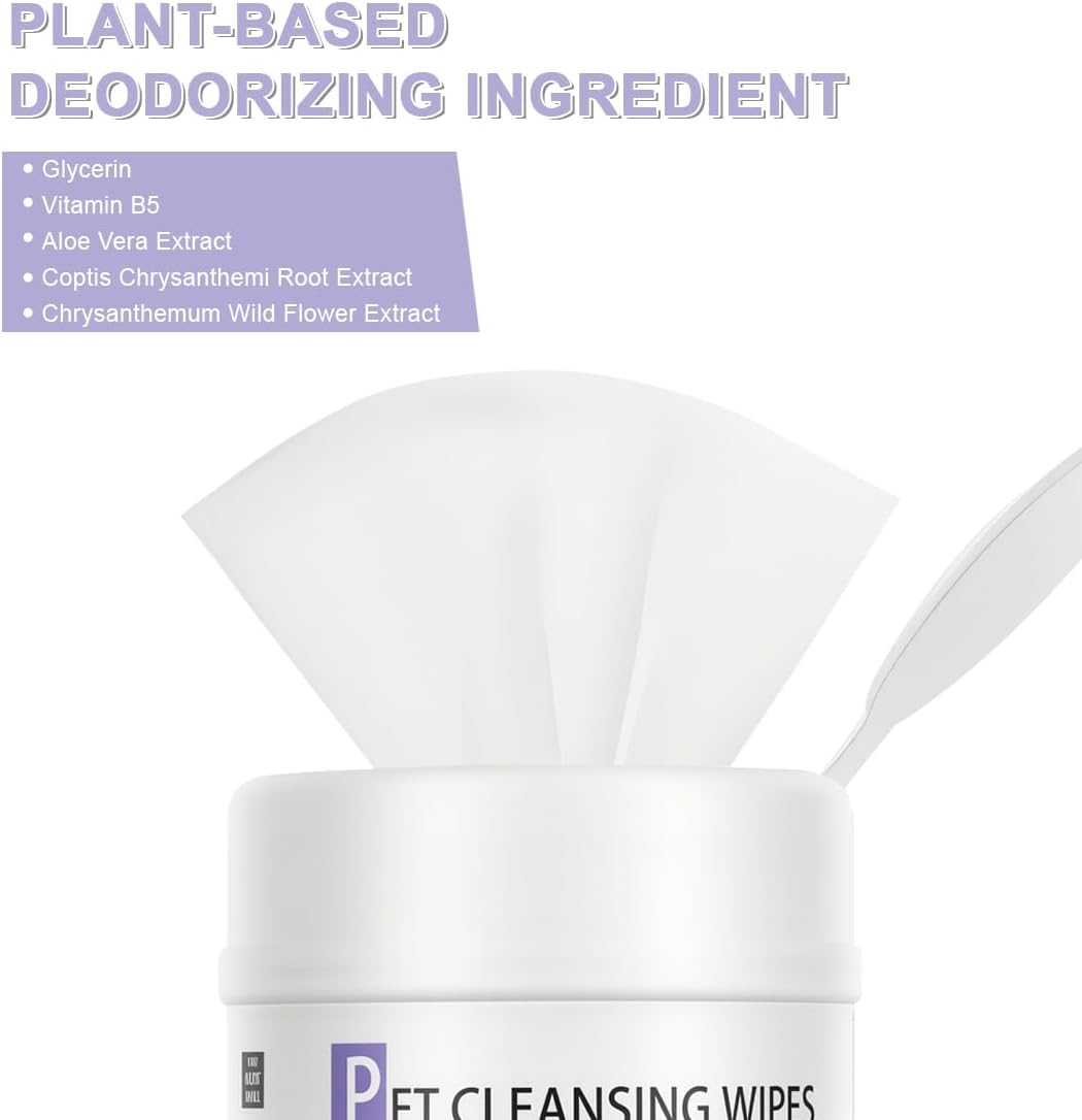 Pet Wipes 160 Count Hypoallergenic Dog Cleaning Wipes for Pets Hair Paws Ears Eyes Mouth