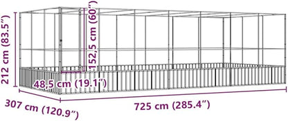 Galvanized Steel Large Flight King Bird Cage with Extension, Steel Outdoor Aviary, Outdoor Indoor Large Bird Cage Aviary Pet House for Cockatiels African Parakeets, 285.4"x120.9"x83.5",-316