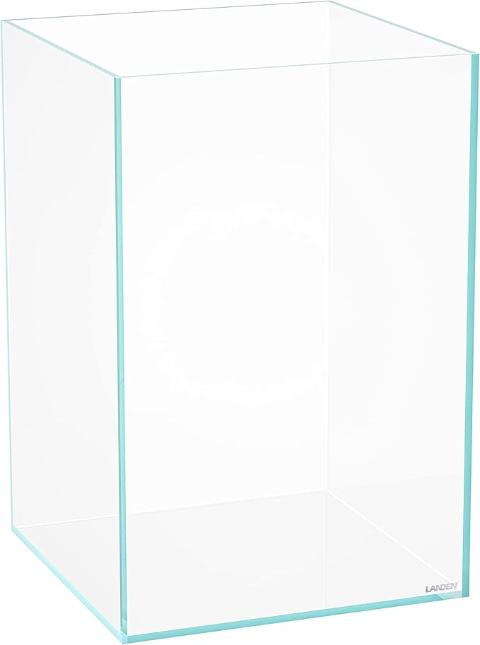 LANDEN Tall Tank, Rimless Low Iron Tank 10GAL 11.8" L × 11.8" W × 17.7" H (30X30X45) cm Small Aquascape Fish Tank, Vertical Aquascape Tank, Black Leveling Mat Included