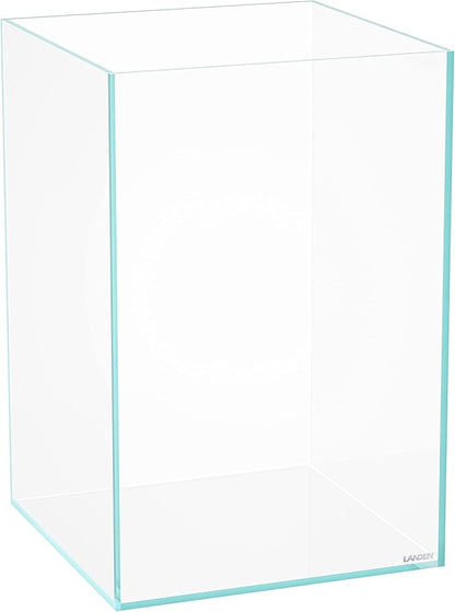 LANDEN Tall Tank, Rimless Low Iron Tank 10GAL 11.8" L × 11.8" W × 17.7" H (30X30X45) cm Small Aquascape Fish Tank, Vertical Aquascape Tank, Black Leveling Mat Included