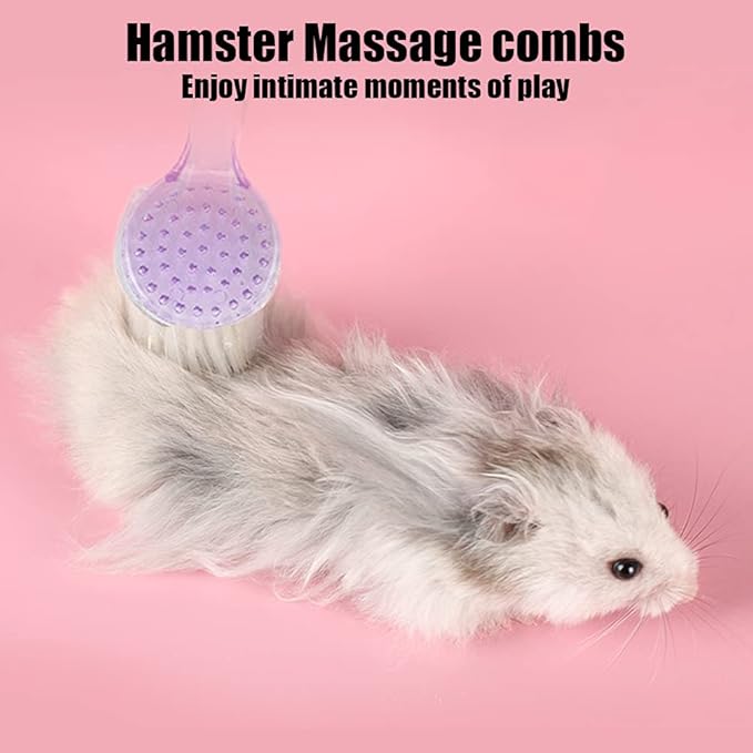 2 Pack Hamster Brush, Guinea Pig Massage Combs, Hedgehog Cleaning Supplies - Purple