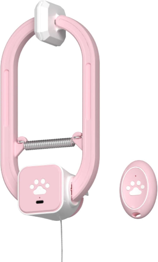 Rechargeable Electric Cat Teaser with Remote – Interactive Door Clip Toy for Cats, 2 Motion Modes (360° Spin & Irregular Jumping), Smart Auto Cat Toy for Exercise & Fun (Pink)