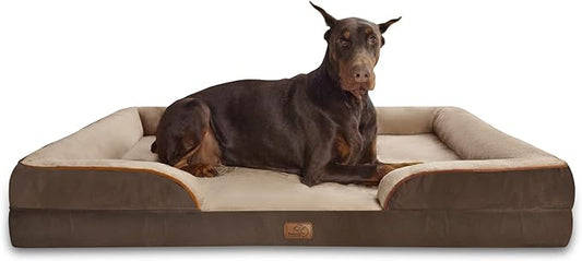 Bedsure XXL Orthopedic Dog Bed for Extra Large Dogs - Washable Giant Dog Cat Bed Waterproof, Comfort Dogs Couch Sofa with Washable Removable Cover, Pet Bed with Nonskid Bottom, Brown, 52"