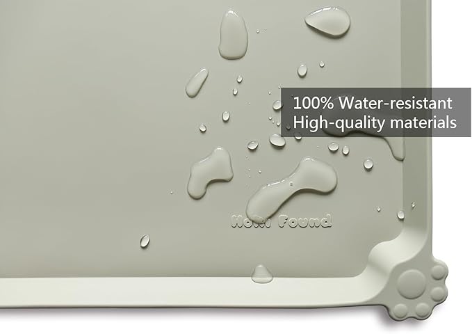 Hoki Found X-Large Silicone Pet Feeding Mats - Non Slip, Waterproof Dog & Cat Food Mats - Placemats for Carpet - Cream Green