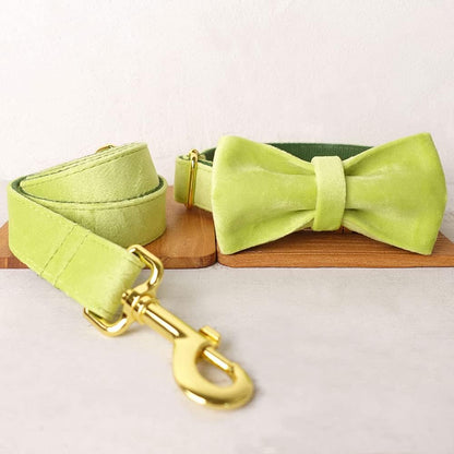 PETDURO Custom Dog Collar Personalized with Name Engraved Quick Release Rose Gold Metal Buckle for Large Medium Small Girl Dogs - Dog Leash and Bow Tie Available - Soft Comfy Velvet (Mint Green, XS)